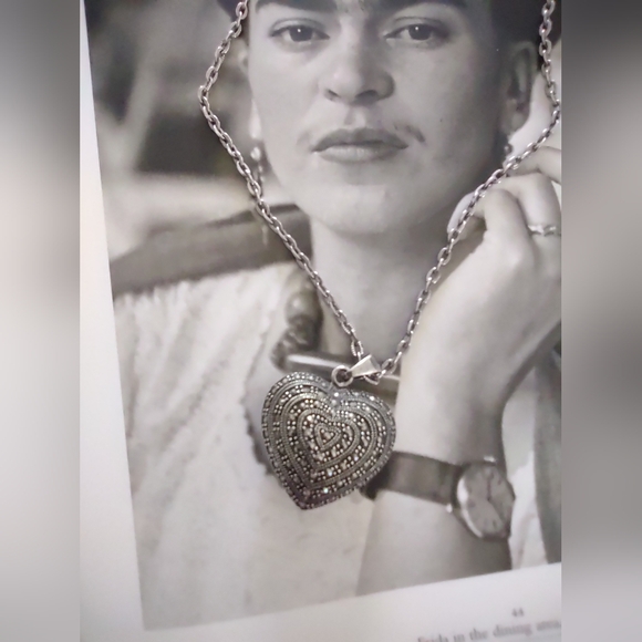 Sterling Silver Marcasite Heart Pendant - Picture 2 of 8